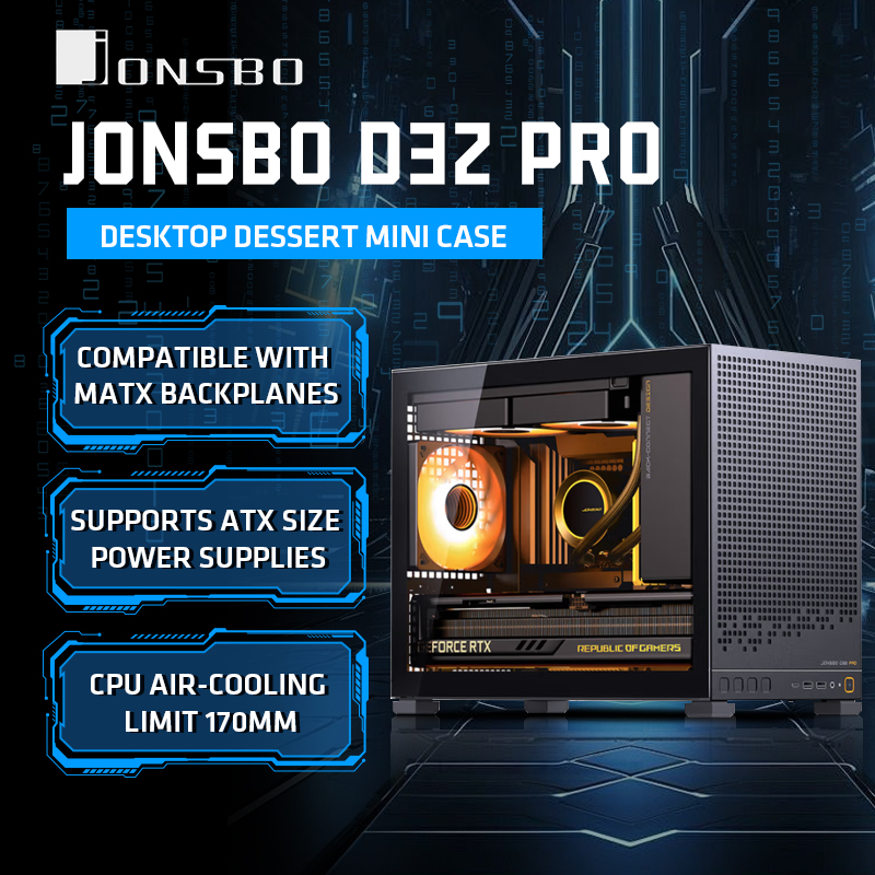 Pc Gaming Jonsbo - JONSBO D32 PRO ด้านหลังปลั๊กเมนบอร์ดเดสก์ท็อป PC MATX