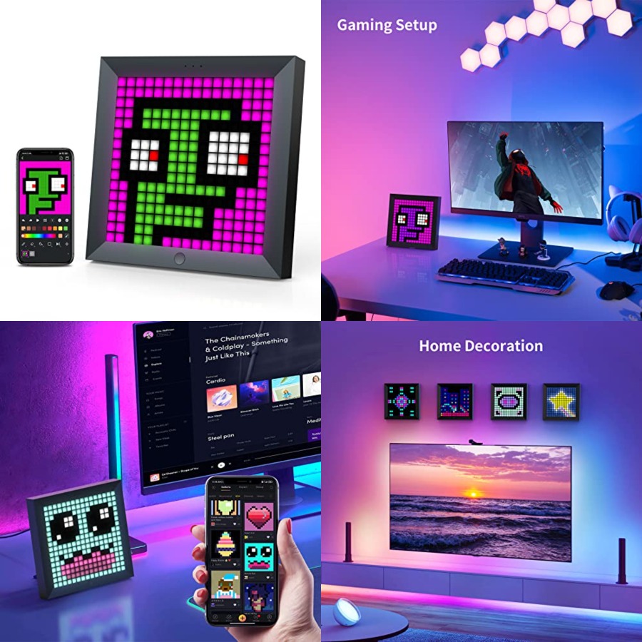 Pc Gaming Rgb - แผงแสดงผลพิกเซลไฟ LED เหมาะสำหรับแถบไฟ RGB ควบคุมผ่านแอปอัจฉริยะ พร้อมการตั้งค่าแสงแบบเคลื่อนไหวสุดเท่สำหรับพีซี