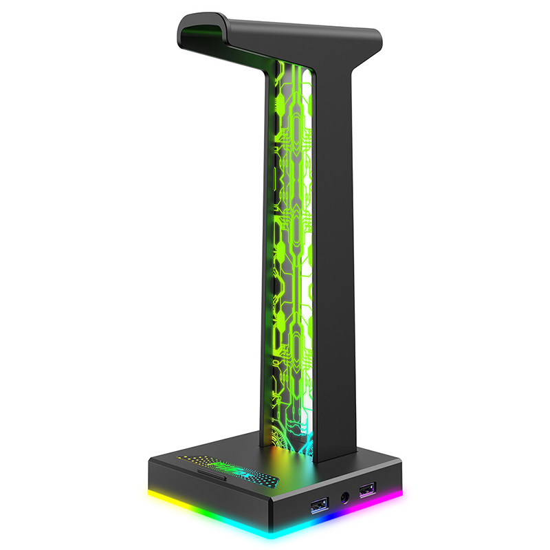 Pc Gaming Rgb - ขาตั้งหูฟังเกมมิ่ง RGB พร้อมพอร์ต USB คู่ พอร์ตเสียง