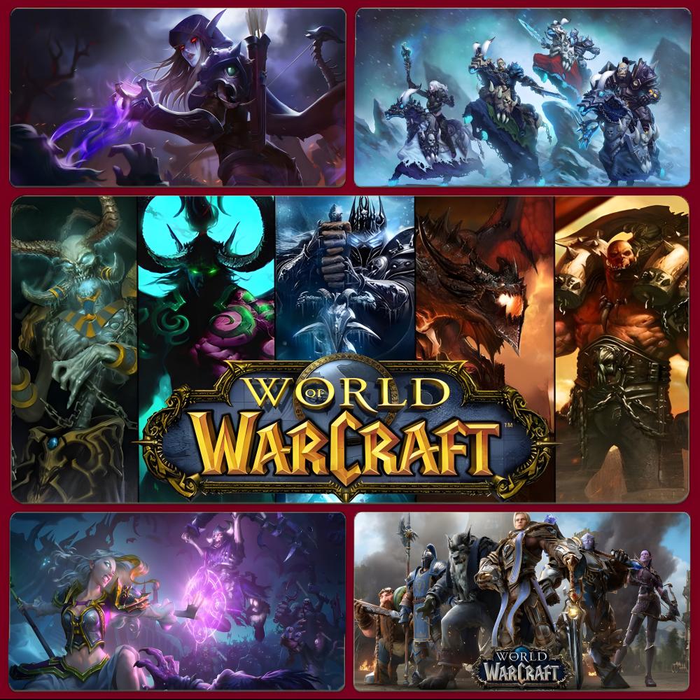 Pc Gaming World Of Warcraft - แผ่นรองเมาส์เกมแฟนตาซี W-World Of Warcraft แผ่นรองเมาส์สำหรับเล่นเกมขนาดใหญ่พร้อมขอบเย็บอย่างหนา แผ่นรองโต๊ะหนาสำหรับพีซี