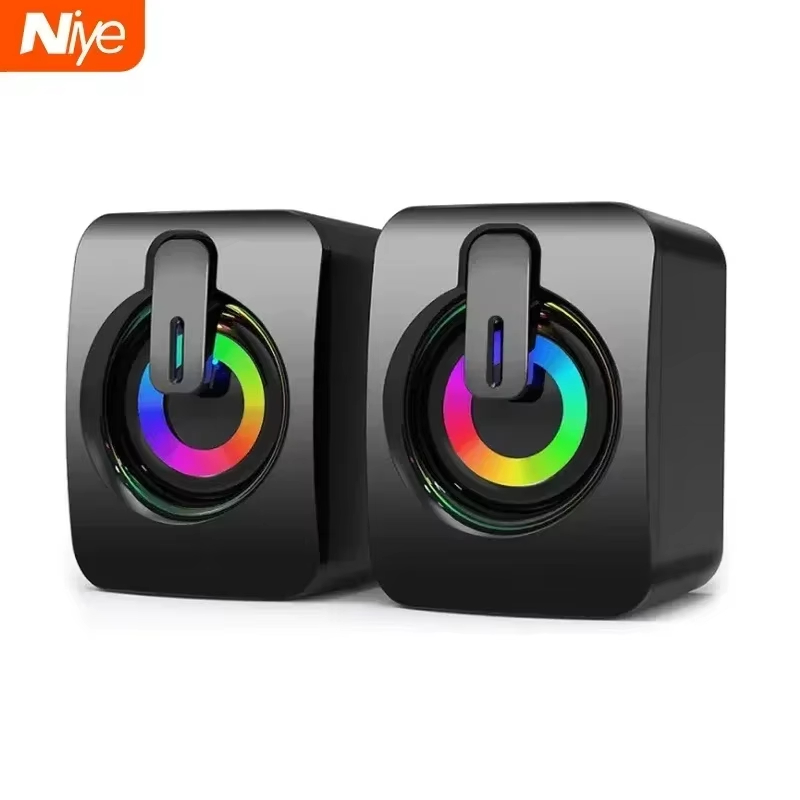 Gaming Microphone - นีเย ยูเอสบีลำโพงคอมพิวเตอร์สำหรับเล่นเกมแบบมีสายไฮไฟสเตอริโอซับวูฟเฟอร์ระบบเสียงไฟ LED ไมโครโฟนกล่องเสียงพีซีขายส่ง