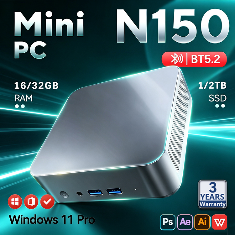 Pc Gaming Sultan - 2026 อินเทล N150 มินิพีซีแบบพกพาสำหรับเล่นเกม Windows11 Pro