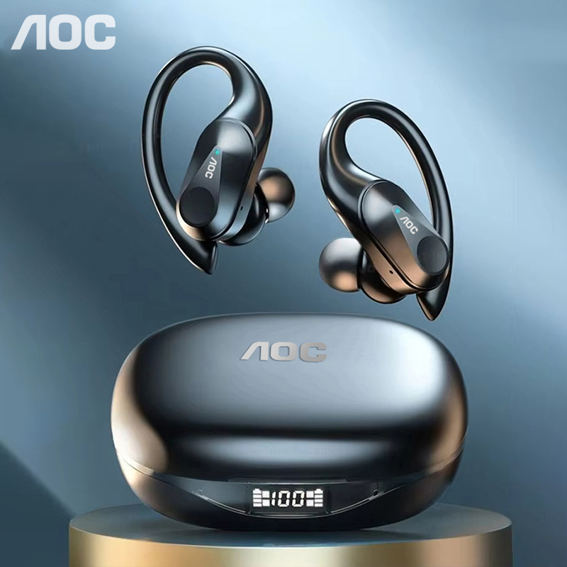 Gaming Microphone - ช้อยส์ AOC ชุดหูฟังกีฬาไร้สายบลูทูธ 6.0 หูฟังกันน้ำ LED