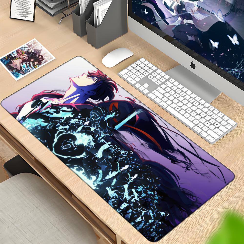 Pc Gaming Nzxt - อะนิเมะโซโล เลเวลลิ่งแผ่นรองเมาส์ HD การพิมพ์คอมพิวเตอร์เกมเมอร์ล็อคขอบแผ่นรองเมาส์กันลื่น XXL90x40 ซม.คีย์บอร์ด