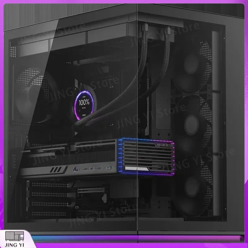 Pc Gaming Aquarium - เคสคอมพิวเตอร์เกมมิ่ง ATX Mid Tower ดีไซน์ตู้ปลาแบบสองช่อง แผงด้านข้างกระจกนิรภัย