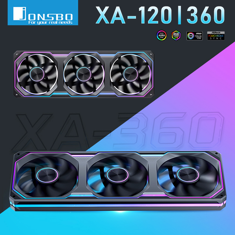 Pc Gaming Jonsbo - พัดลมเคสคอมพิวเตอร์ Jonsbo XA-120/240/360 แบบกระจกสามด้าน ARGB Sync