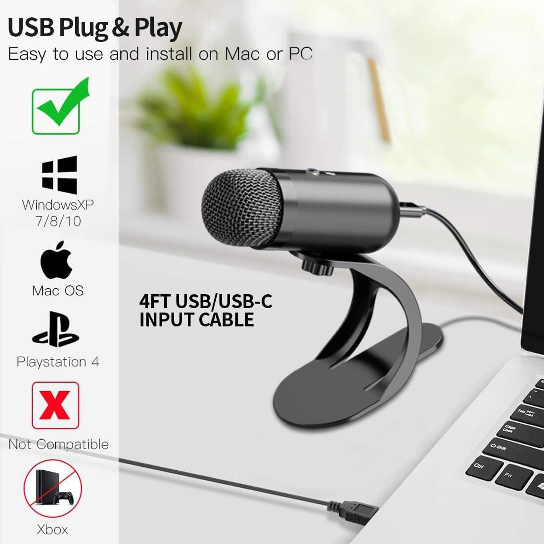 ไมโครโฟน USB แบบคอนเดนเซอร์สำห - Gaming Microphone บทวิจารณ์และราคา
